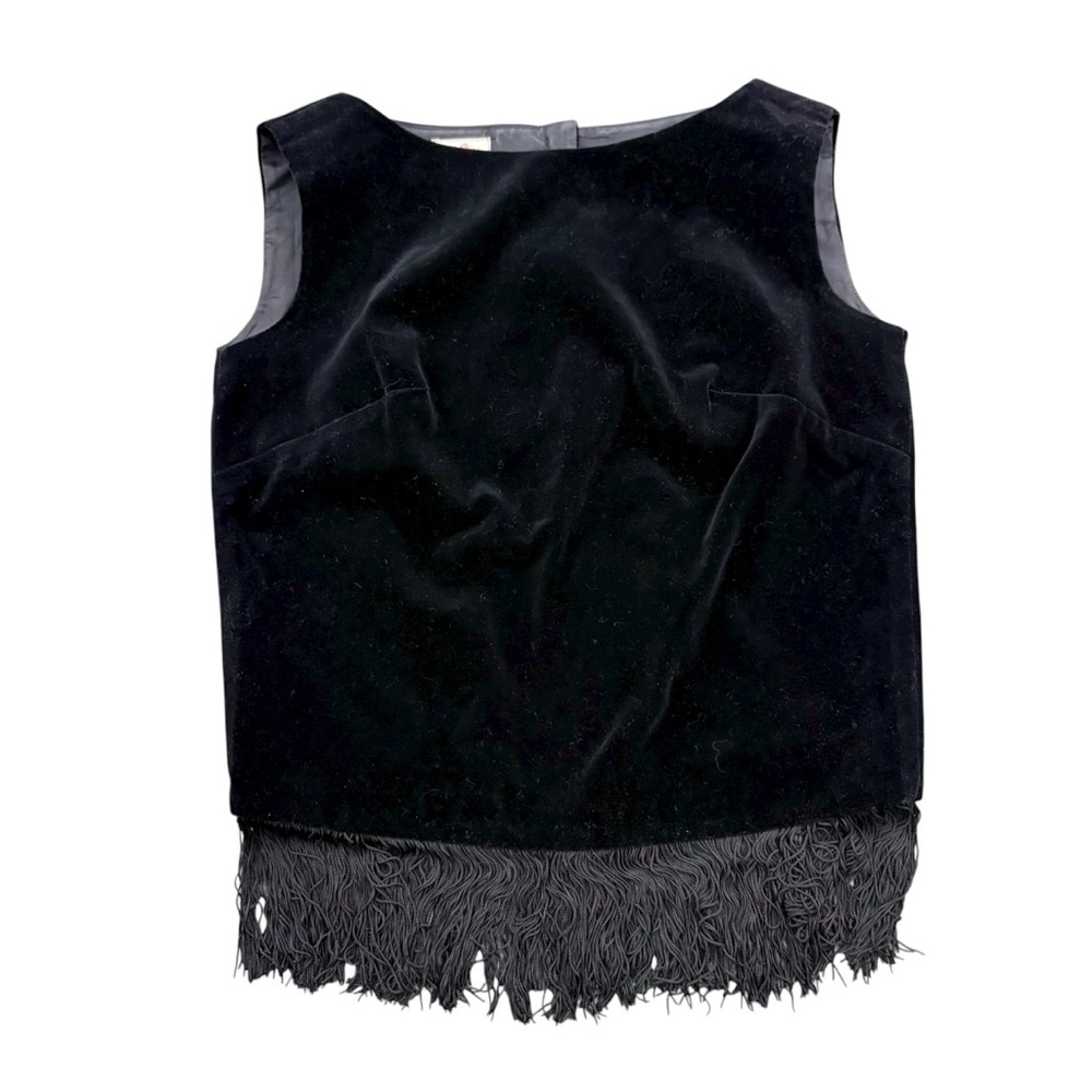 Vintage Junior Miss of California Velvet Fringe Top Small